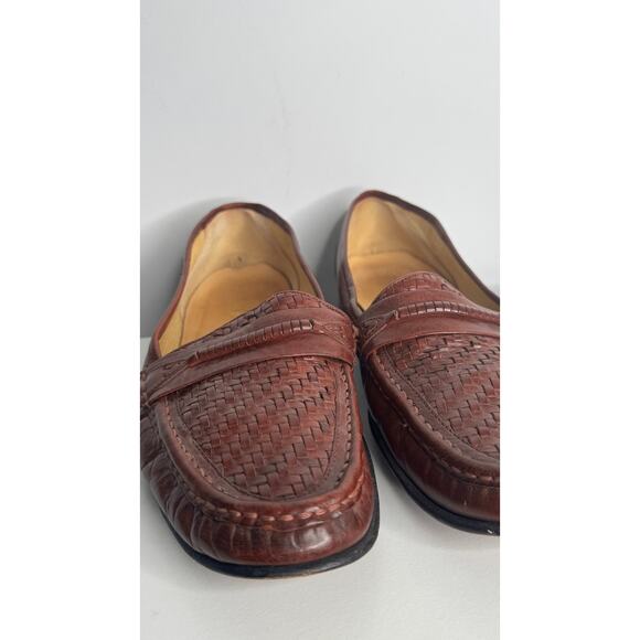 1980s French Shriner Woven Leather Loafers Men’s 12M Burgundy USA main image 14
